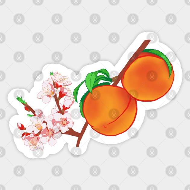 Peach Blossoms & Fruit Pattern Sticker by ziafrazier